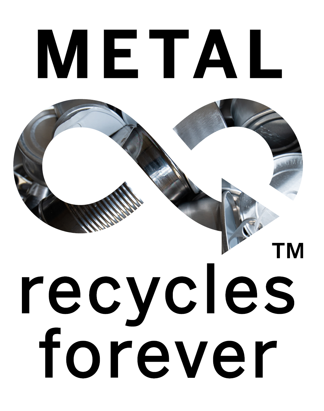 Image of metal recycles forever symbol. 