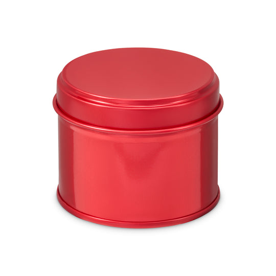 Round welded side seam candle tin in red T0853