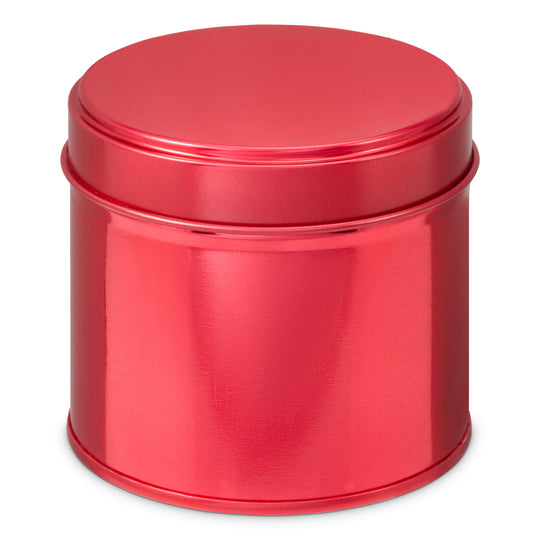 Large welded side seam tin in red T0876. 